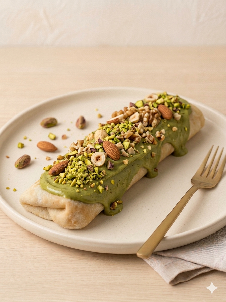 Crepe Roll Pistachio with Hazelnut